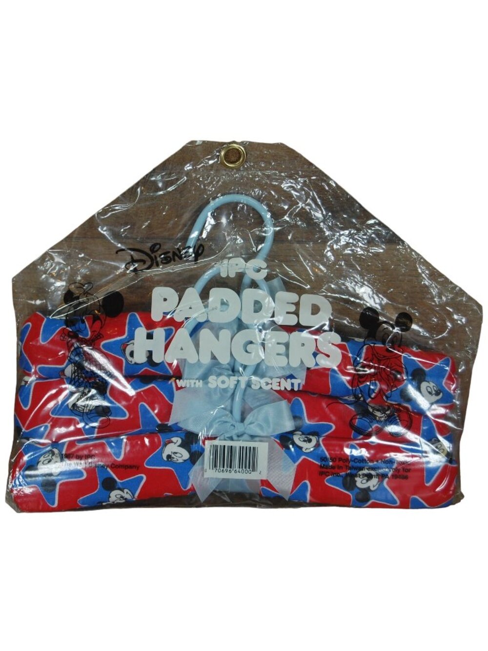 NEW Vintage 1987 Mickey Mouse Disney IPC Padded Hangers Soft Scent Blue Red
